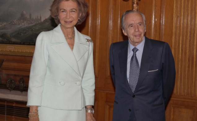 Audiencia a D. José Ángel Sánchez Asiaín, Presidente de la Fundación de Ayuda Contra la Drogadicción. Su Majestad la Reina junto al presidente de la F